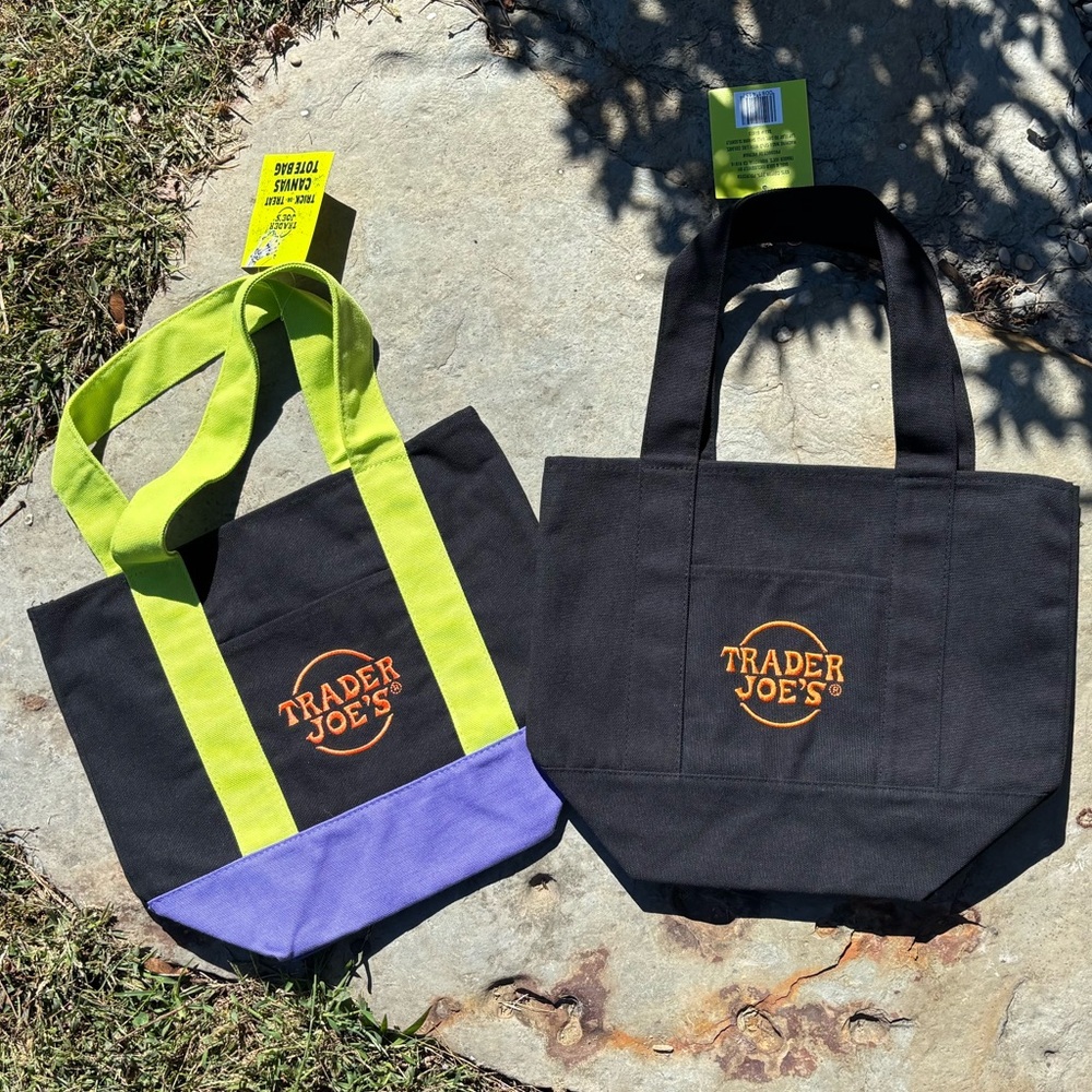 Trader Joes Mini Halloween Canvas Tote Bag Combo Color Limited Edition NWT